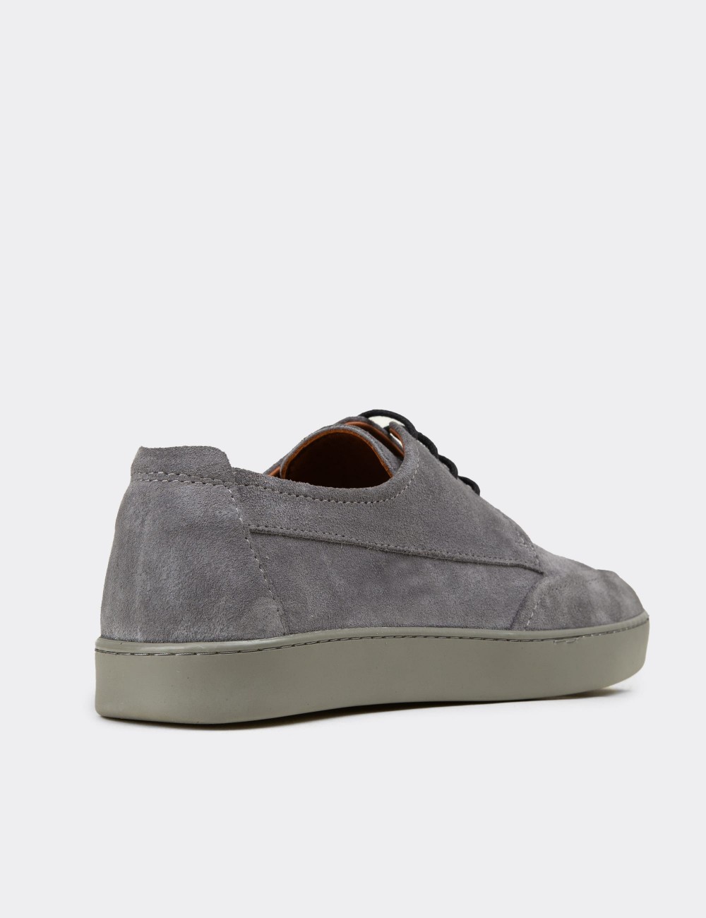 Men's Gray Suede Leather Lace-up Footwear - 02046MGRIC01
