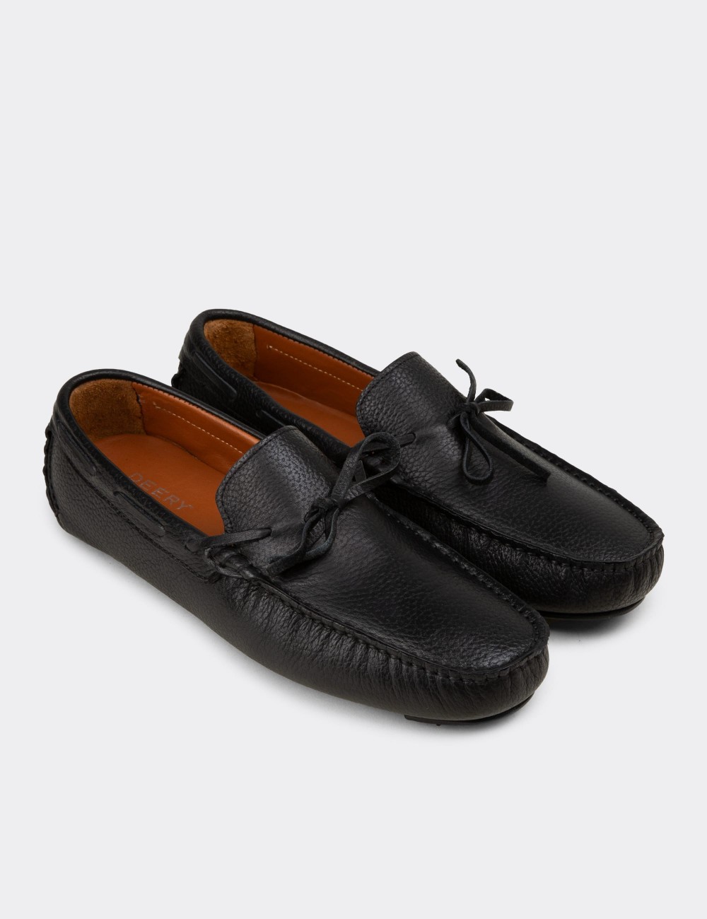 Men's Black Leather Driving Moccasins - E0919MSYHC02