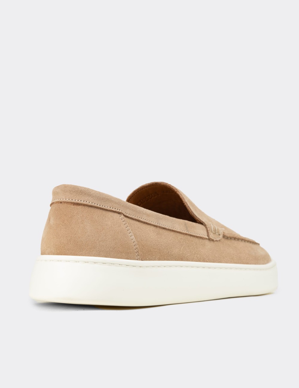 Men's Beige Suede Leather Loafers - 04405MBEJE01
