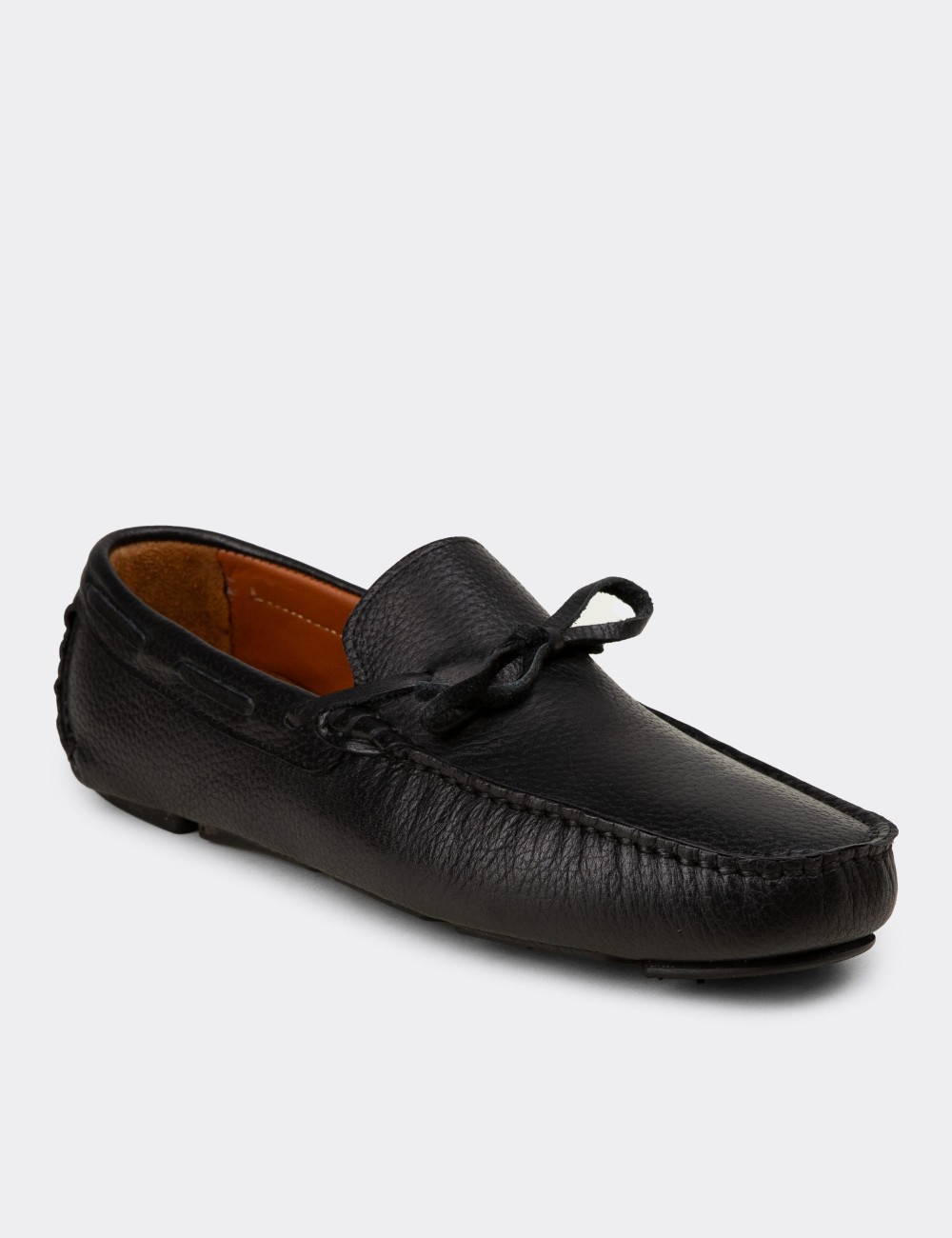 Men's Black Leather Driving Moccasins - E0919MSYHC02
