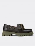 Women's Green Leather Nautical Loafer