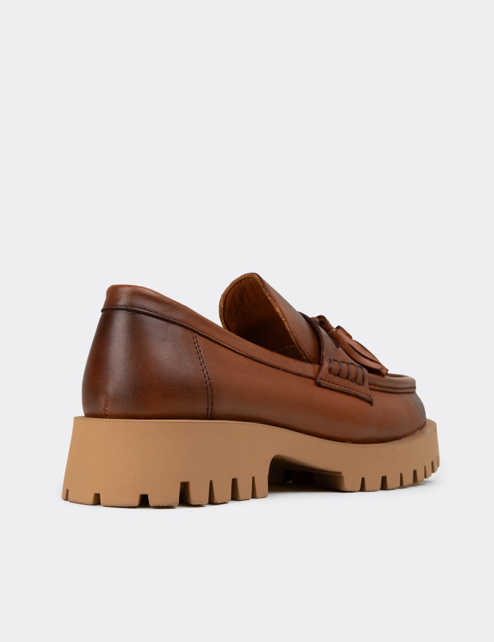 Women's Brown Leather Marin Loafer - 02035ZTBAC02