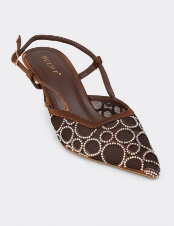 Women’s Brown Slingback Heeled Evening Shoes