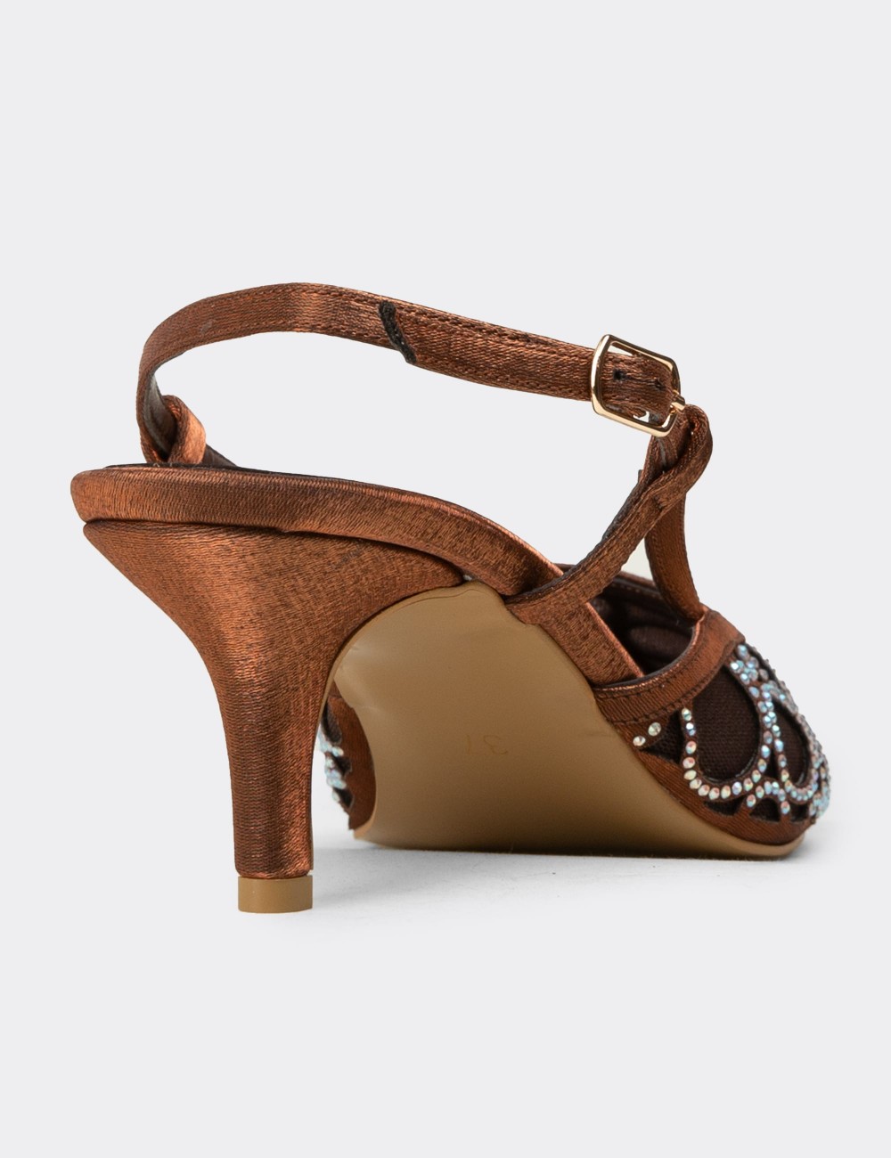 Women’s Brown Slingback Heeled Evening Shoes - RD335ZKHVM01
