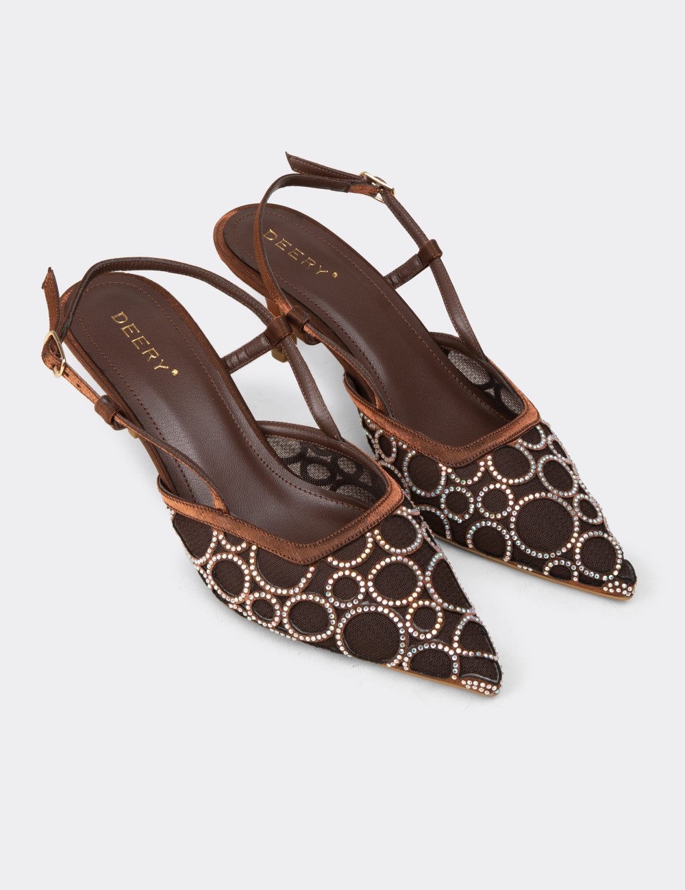 Women’s Brown Slingback Heeled Evening Shoes - RD335ZKHVM01