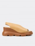 Women's Beige Leather Sandals