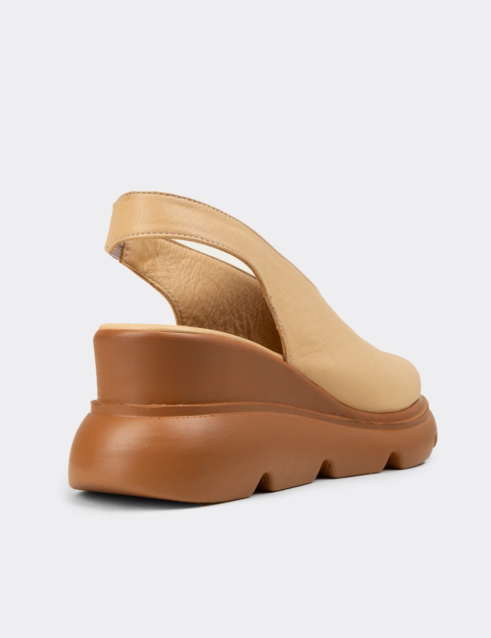 Women's Beige Leather Sandals - Z7672ZBEJP01