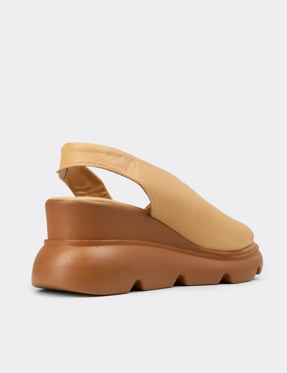 Women's Beige Leather Sandals - Z7712ZBEJP01