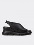 Women's Black Leather Sandals