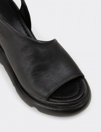 Women's Black Leather Sandals