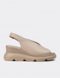 Women's Gray Leather Sandals