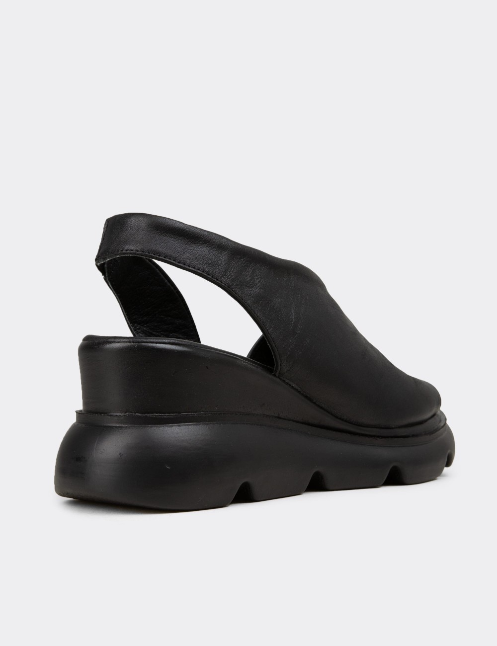 Women's Black Leather Sandals - Z7712ZSYHP01