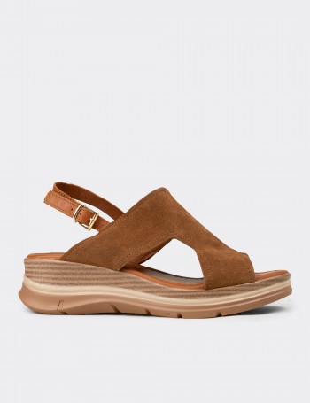 Women's Tan Suede Leather Sandals