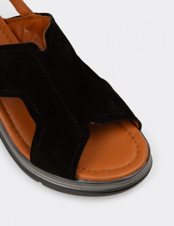 Women's Black Suede Leather Sandals