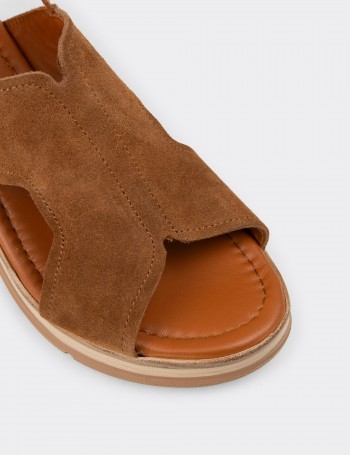Women's Tan Suede Leather Sandals