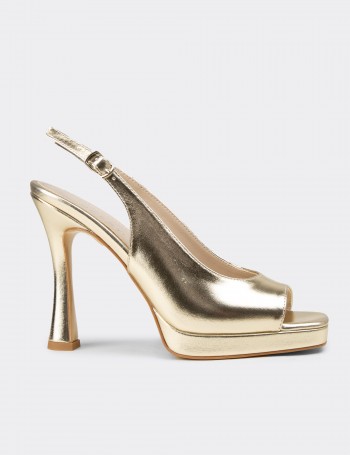 Women's Gold Platform Evening Heels - SM135ZALTM01