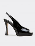 Women's Black Patent Evening Platform Heels