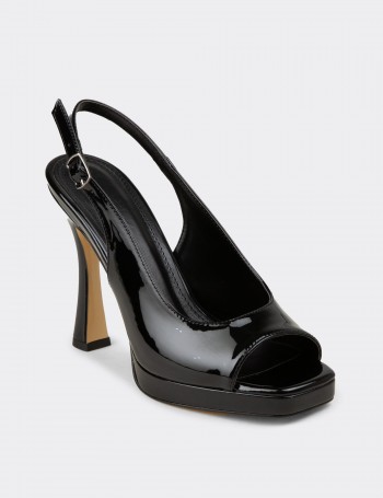 Women's Black Patent Evening Platform Heels - SM135ZSYHM01