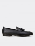 Men's Navy Leather Tassel Loafers
