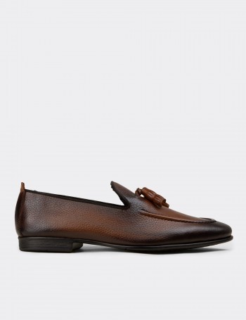 Men's Brown Leather Tassel Loafers