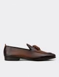 Men's Brown Leather Tassel Loafers