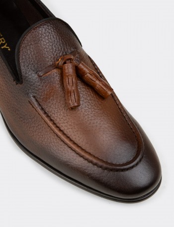 Men's Brown Leather Tassel Loafers