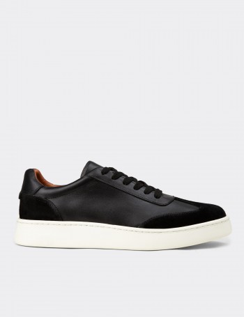 Men's Black Leather Sneakers
