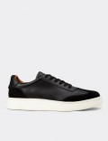 Men's Black Leather Sneakers