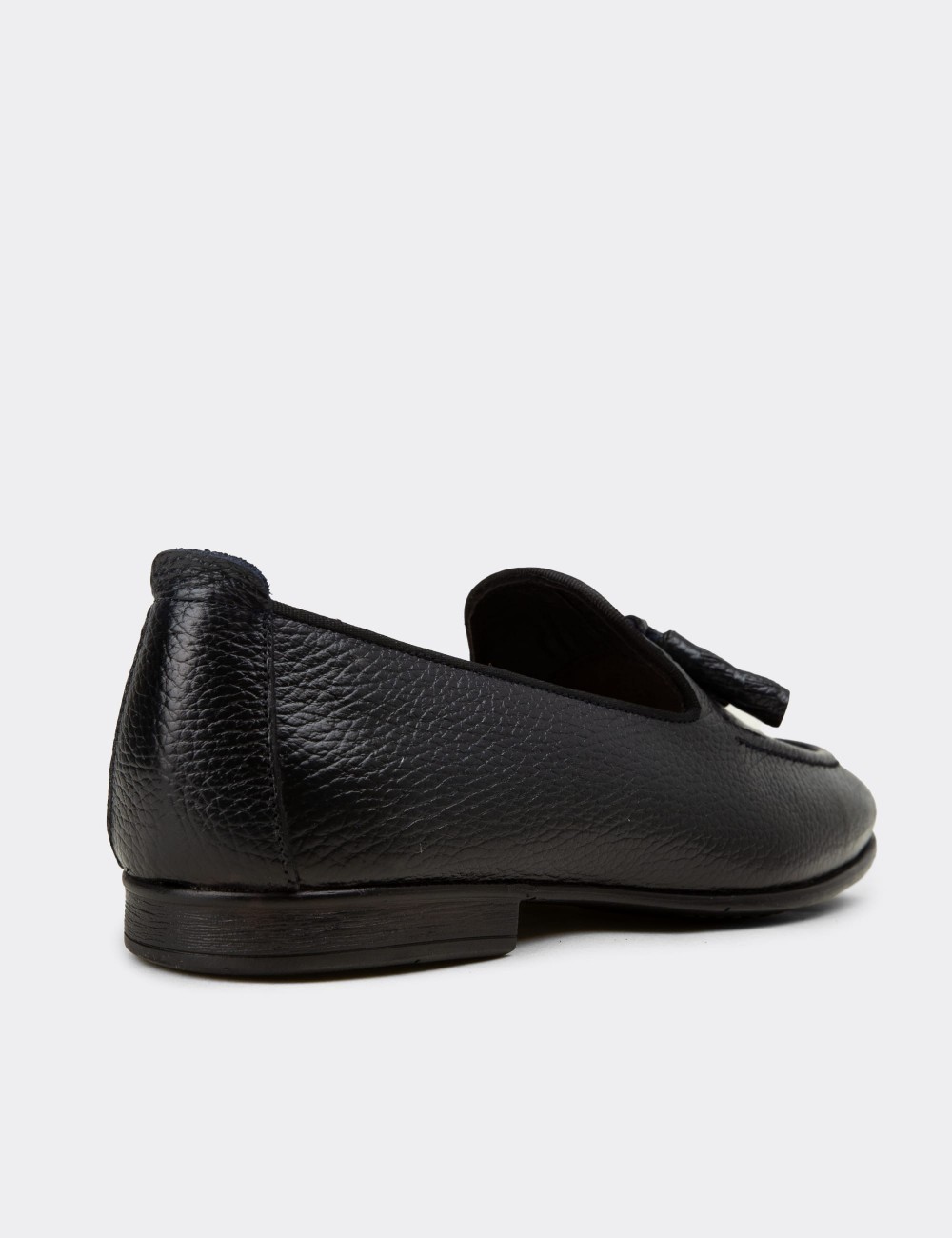 Men's Navy Leather Tassel Loafers - 01701MLCVC33