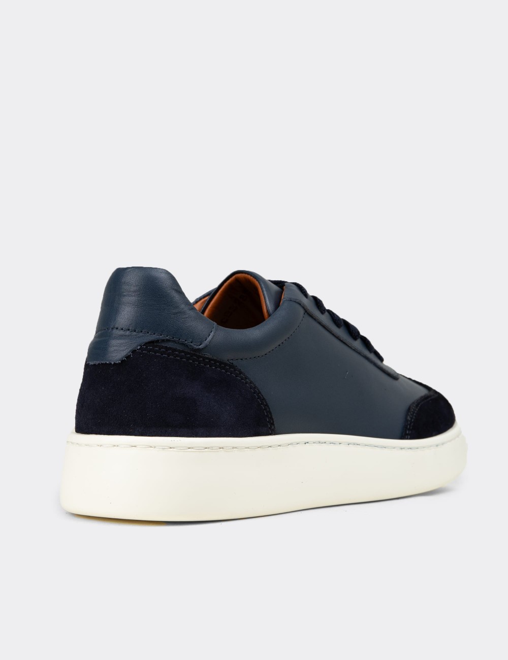 Men's Navy Leather Sneakers - 04407MLCVE01