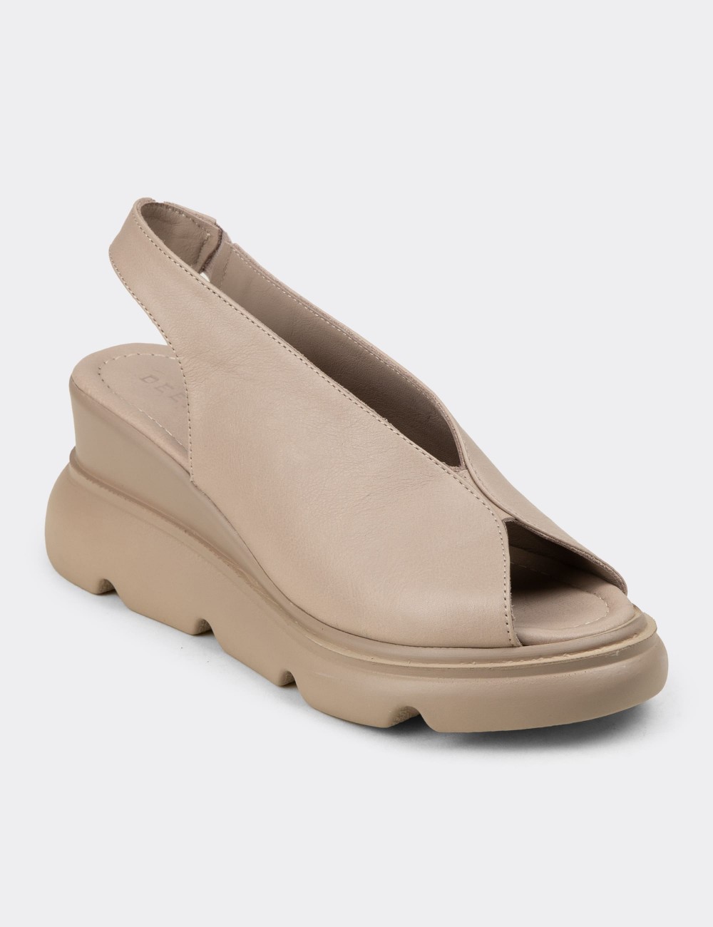 Women's Gray Leather Sandals - Z7672ZGRIP01