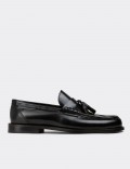 Men's Black Florantic Leather Tassel Moccasins