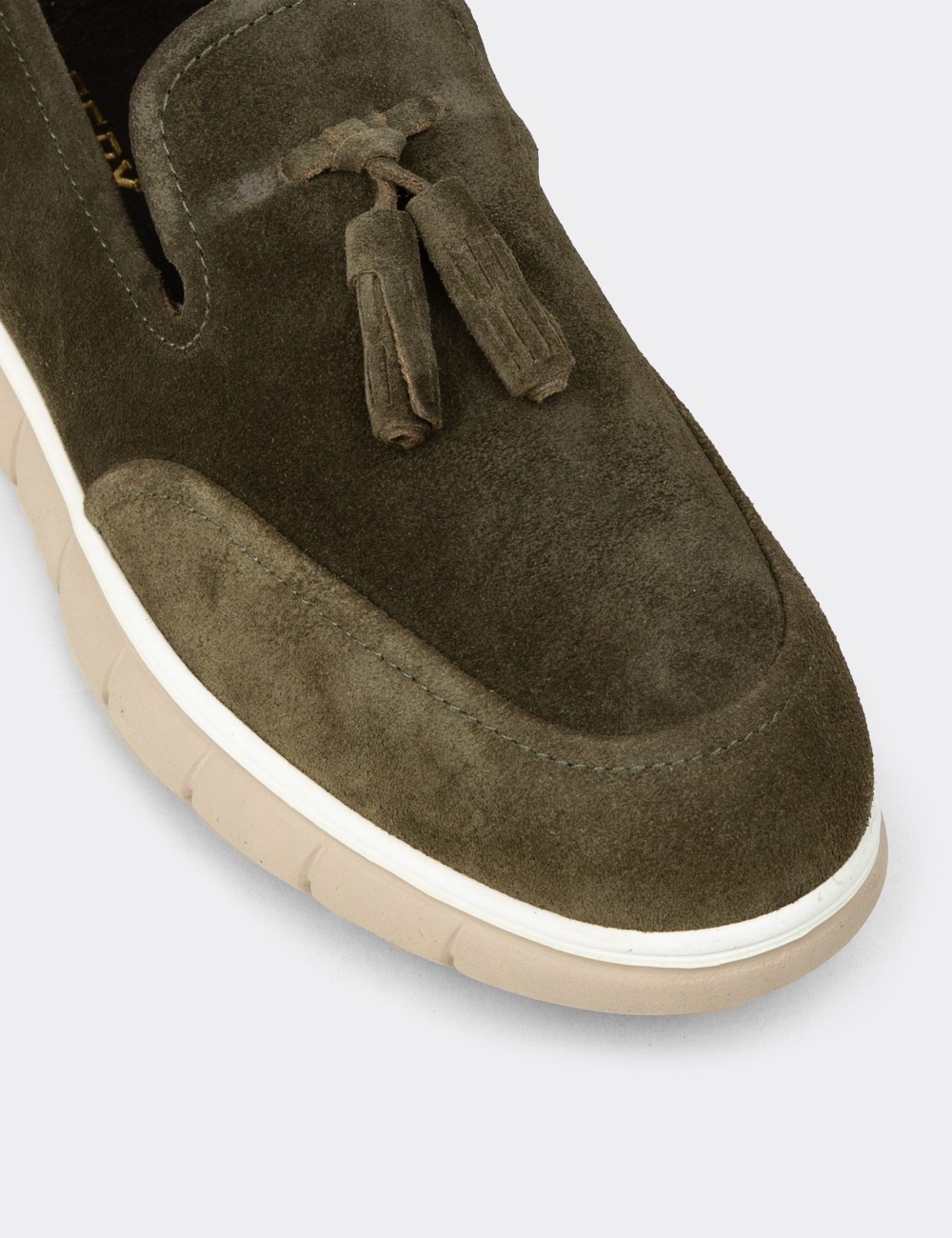 Men's Green Suede Leather Tassel Loafers - 02048MYSLE01