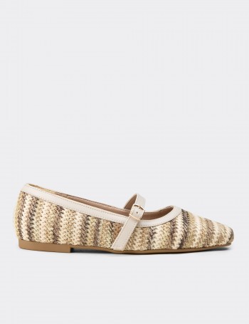 Women's Brown Mary Jane Flats - K0696ZKHVC01