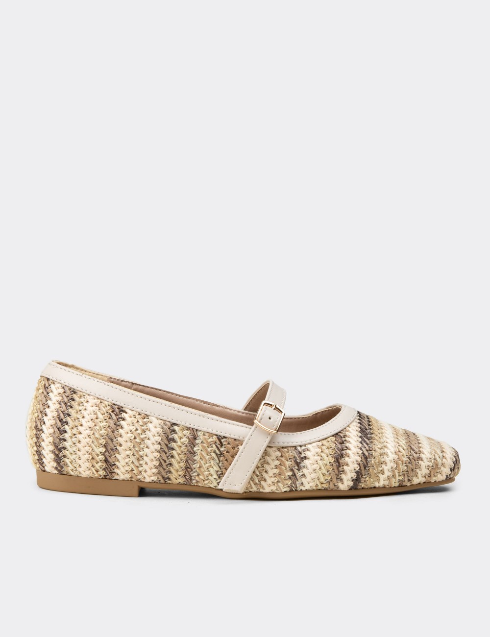 Women's Brown Mary Jane Flats - K0696ZKHVC01