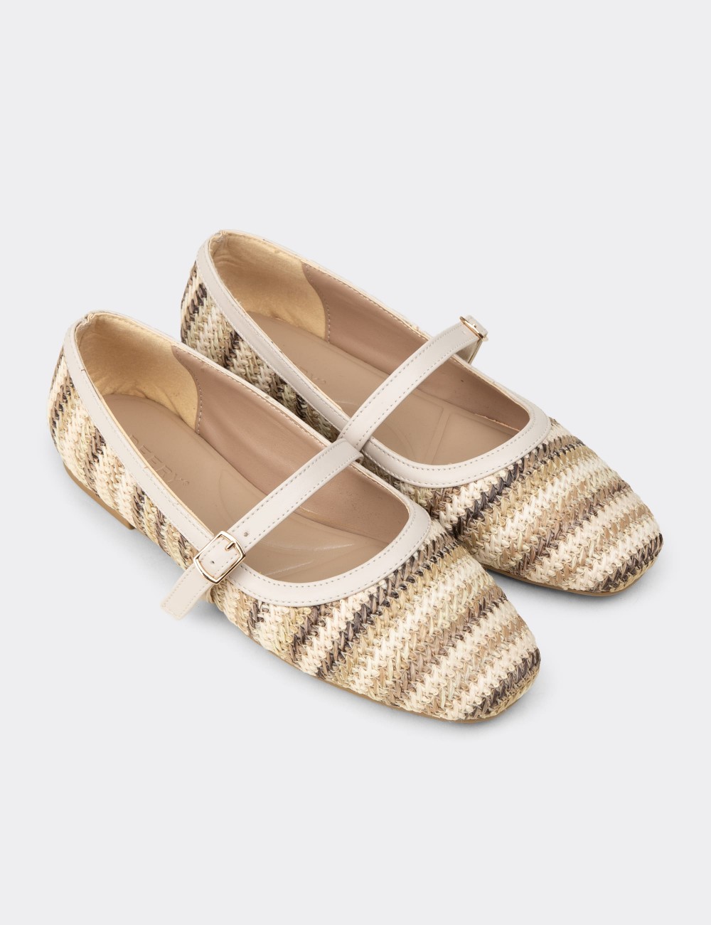 Women's Brown Mary Jane Flats - K0696ZKHVC01