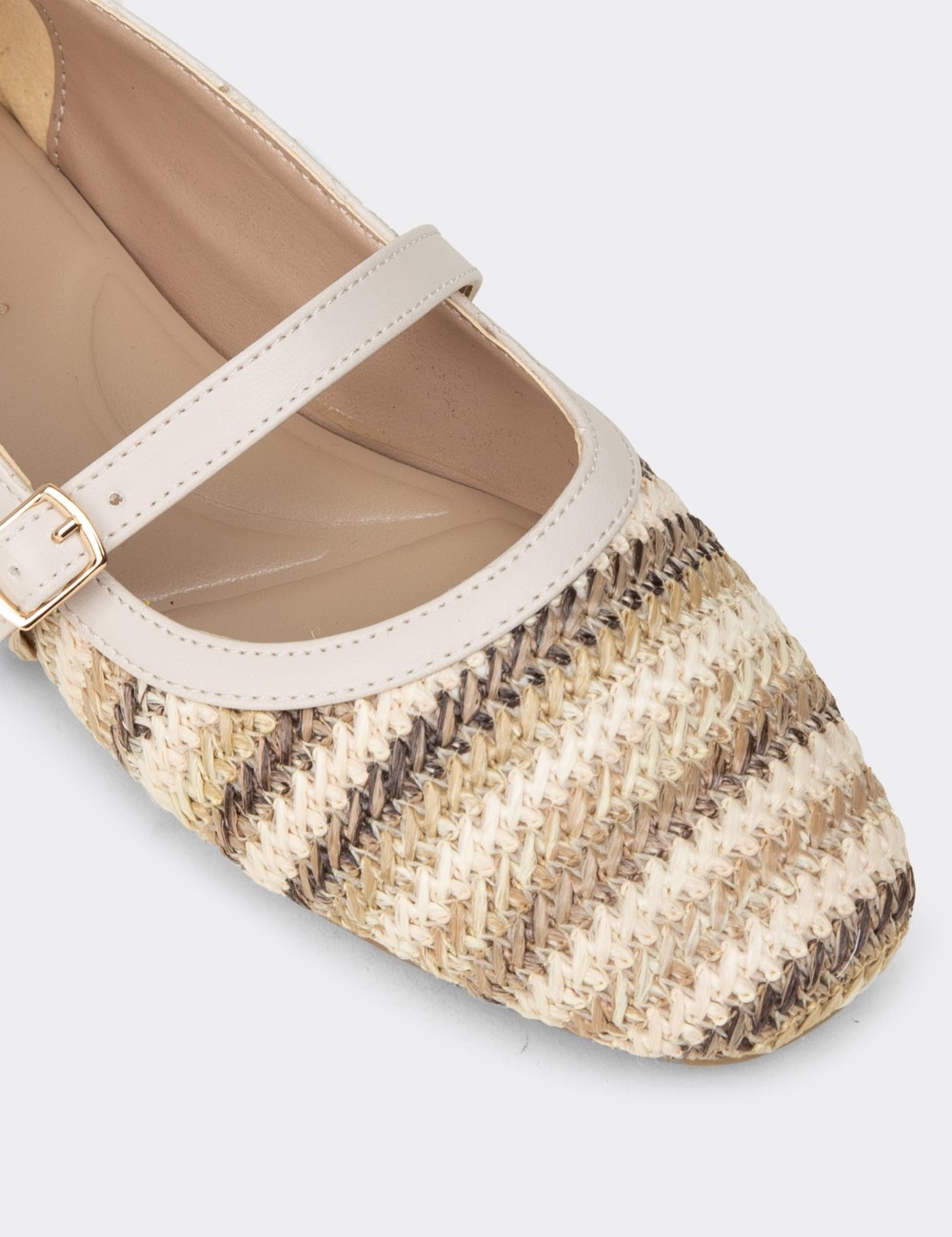 Women's Brown Mary Jane Flats - K0696ZKHVC01