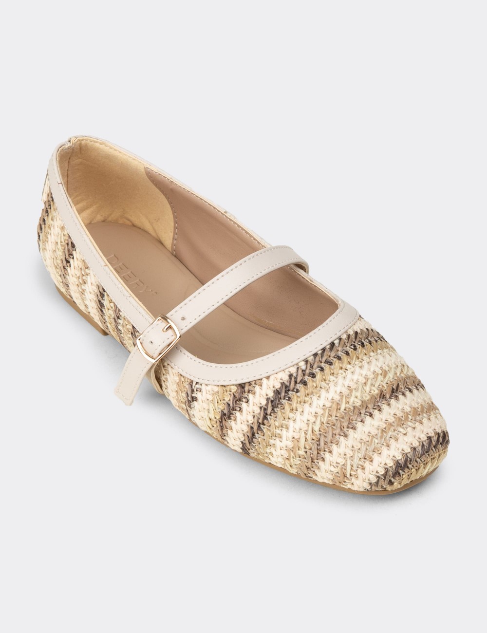 Women's Brown Mary Jane Flats - K0696ZKHVC01
