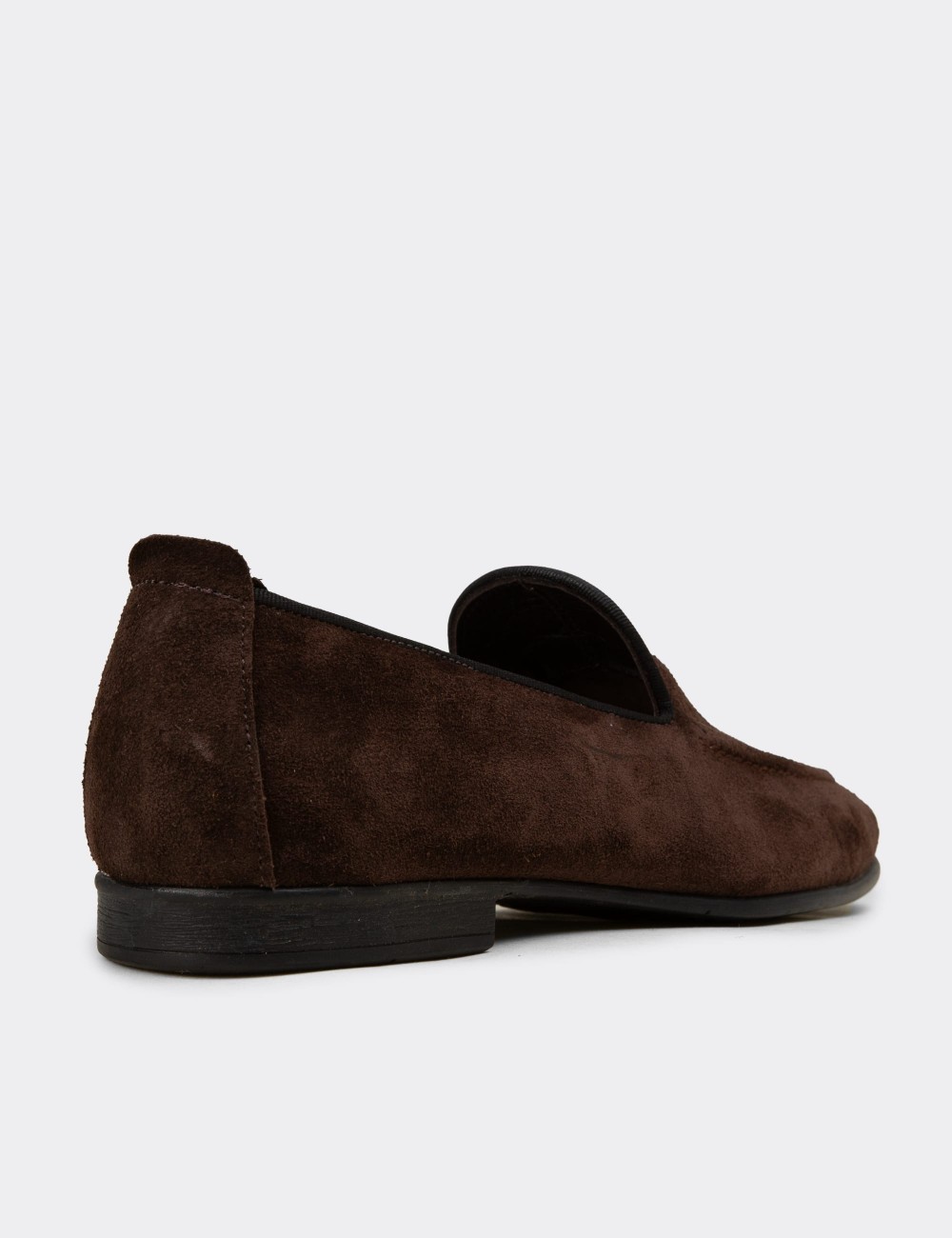 Brown Suede Leather Loafers - 01701MKHVC91