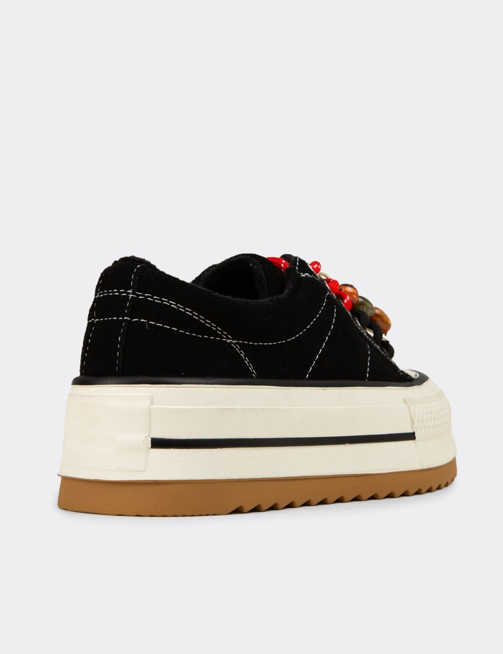 Women's Black Suede Sneakers - 26366ZSYHC01