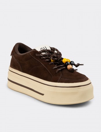 Women's Brown Suede Leather Sneakers