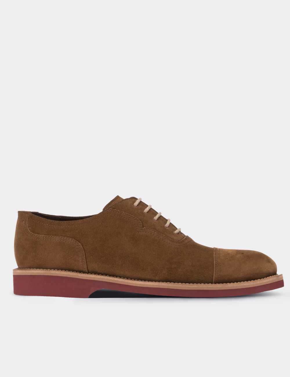 Tan Suede Leather Lace-up Shoes - 01687MTBAE02