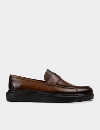 Men's Tan Leather Comfort Loafers