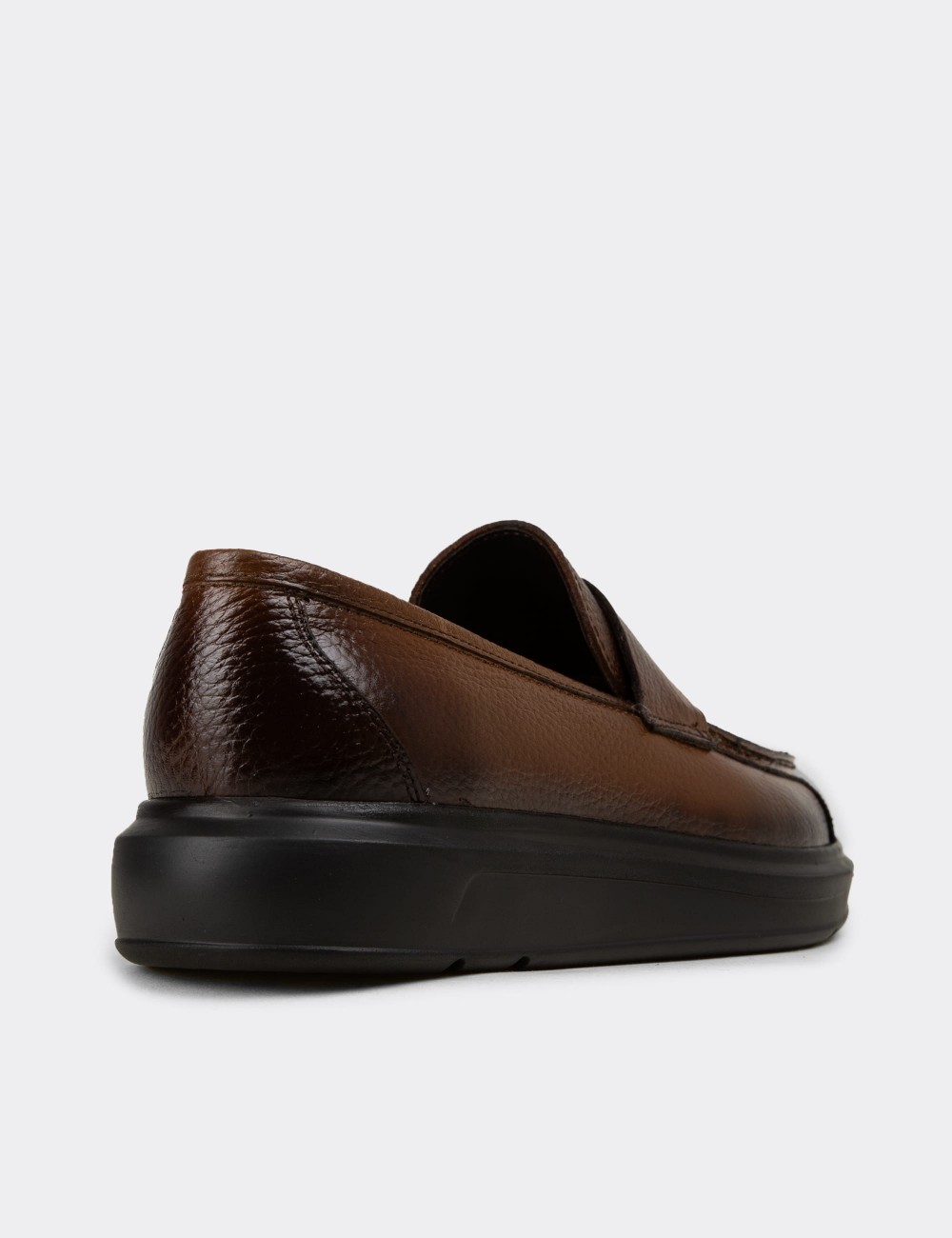 Men's Tan Leather Comfort Loafers - 01564MTBAP11