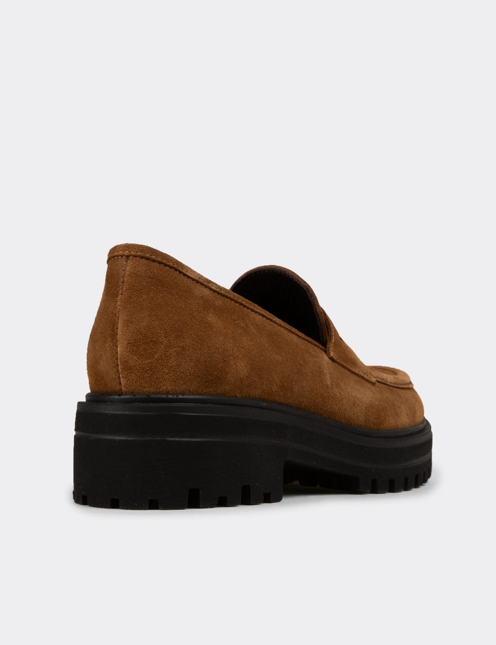 Women's Tan Suede Leather Moccasins - 01903ZTBAE01