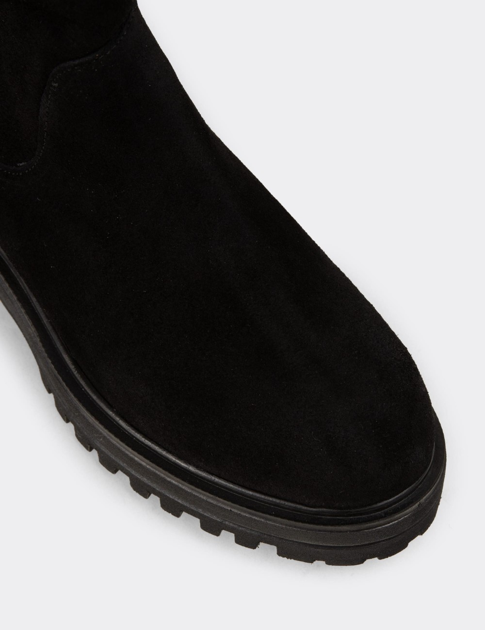 Women's Black Suede Leather Knee-high Boots - 01807ZSYHE03