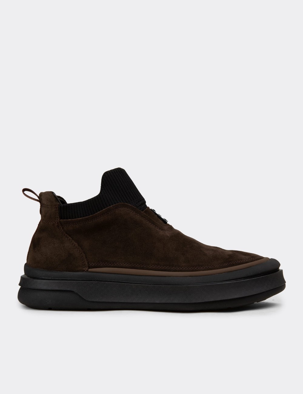 Men's Brown Suede Leather Sneakers - 26554MKHVC01