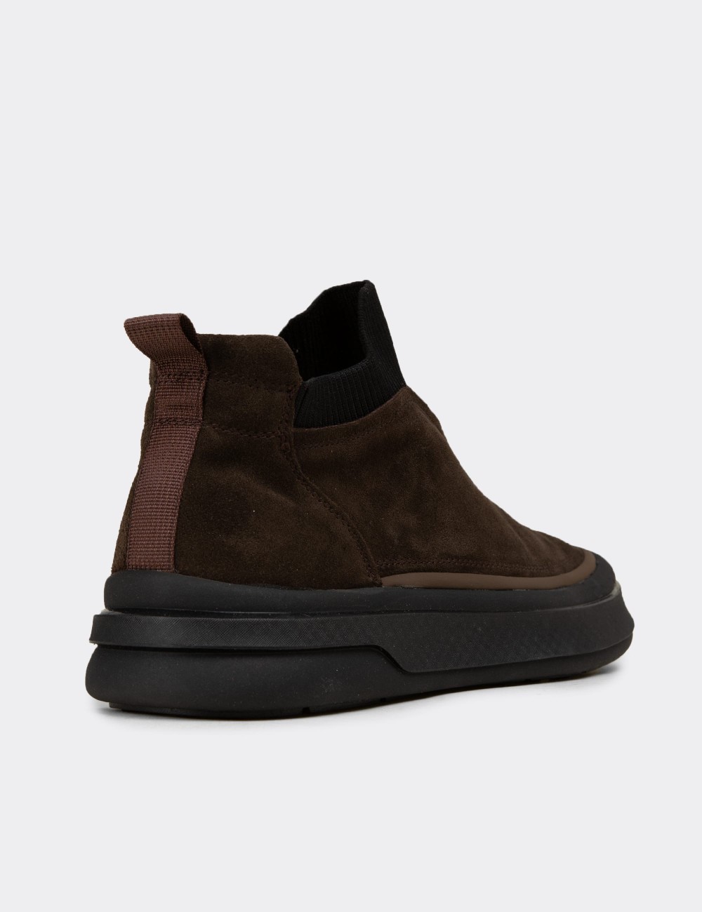 Men's Brown Suede Leather Sneakers - 26554MKHVC01