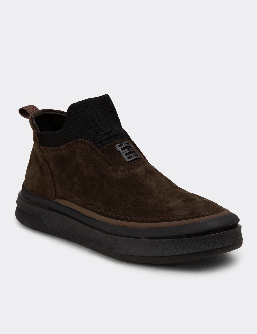 Men's Brown Suede Leather Sneakers - 26554MKHVC01
