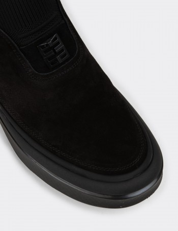Men's Black Suede Leather Sneaker Boots